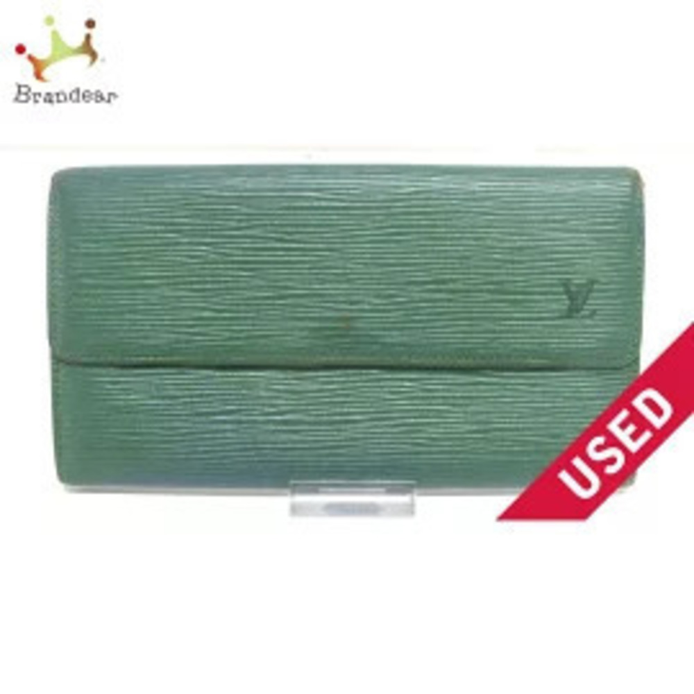 LOUIS VUITTON Pochette Porte Monnaie Credit Long Wallet Borneo Green Leather LV